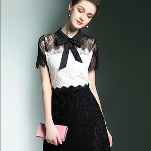 Black Eyelash Edge Contrast Lace Mini Dress